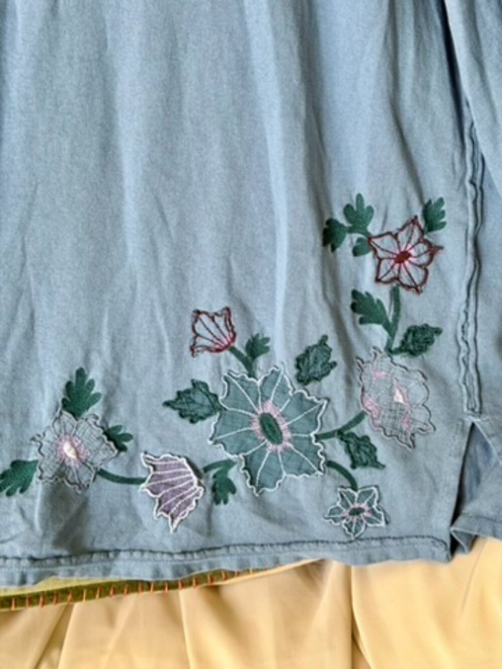 Free People Violet Vines Embroidered Long Sleeve Top – Storm Combo – Medium – NW - Picture 6 of 15